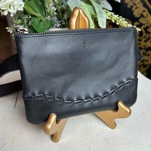 FRYE Belt Bag Waist Fanny Pack Black Leather Mini Over Back NWT Women’s Small